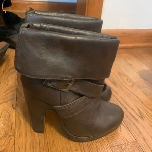 Brown heeled booties